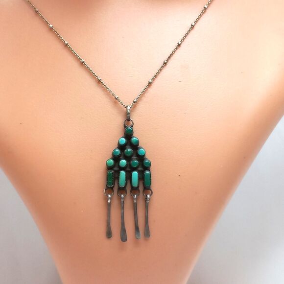 Zuni hand made pendant turquoise sterling - Picture 3 of 10